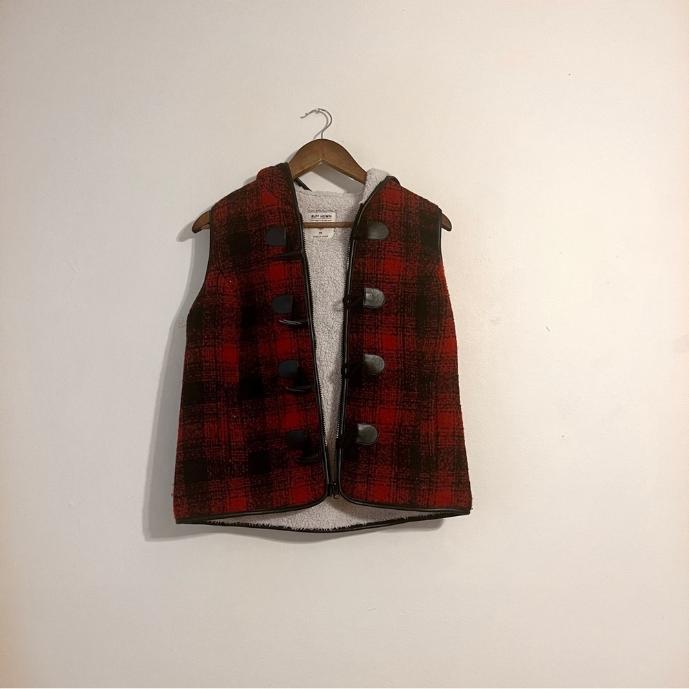 Ruff Hewn Women’s Size Petite Small Plaid Hooded Vest